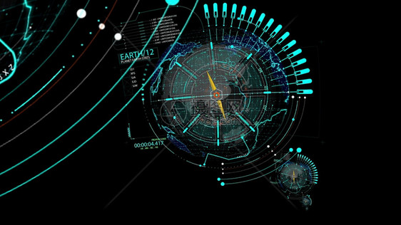 3d插图通过未来技术接口使HUD放大现代的无限象征图片