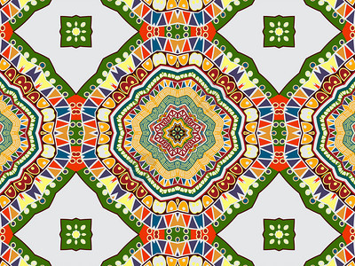 绿色种族的阿拉伯语风格抽象几何模式图案多彩族裔装饰阿美斯克风格装饰品图片