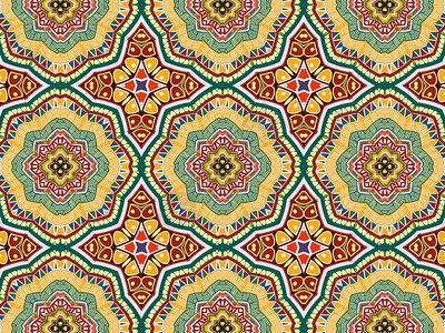 阿拉伯语风格的抽象几何模式图案多彩族裔装饰阿美斯克风格马赛星打印图片