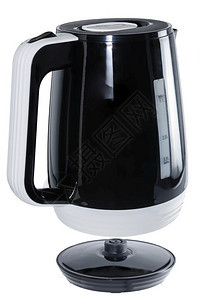 白色背景黑和塑料孤立的无线电气水壶白色背景黑口味小瓶白背景器具家筛选图片