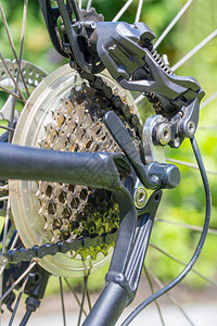 自行车轮后带螺旋连链和脱轨框架制动链轮图片