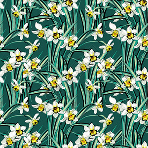 用于纺织品印刷壁纸包装网络背景和其他模式的花草设计以春开来自恋花朵填满了无缝插图优雅的夏天植物图片