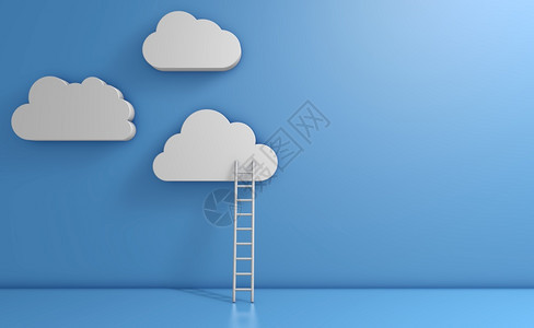 成就天空目标蓝色背景的白云和3号梯子图片