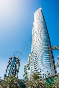 迪拜Marina市有高楼建筑的城市景点复杂正面摩天大楼图片