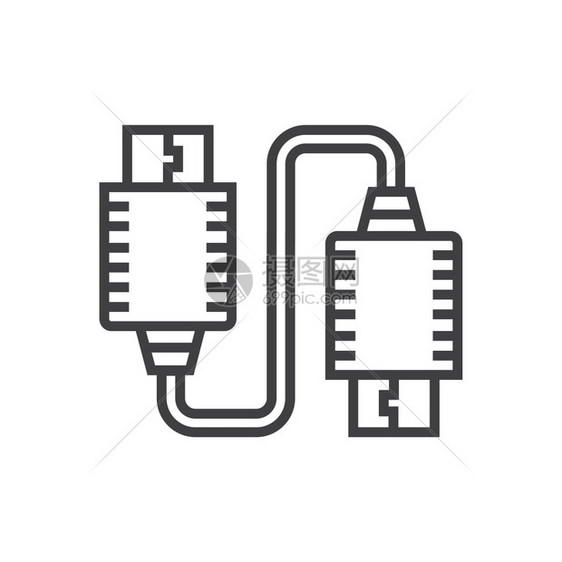 电子的插头双USB适配器图标连接图片
