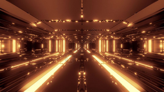 金的辉光玻璃未来Scifi的3D建筑使无尽的未来科学ficific科学fiction空间隧道走廊3d型背景壁纸与热金属相配的3号图片