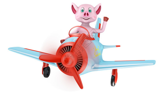 一种圣诞快乐小猪在一架飞机上面刻着圣诞快乐的字条白色背景的圣诞快乐旅行航空公司图片