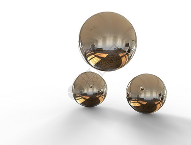 金属干净的圆形3D金数码转化白底隔绝的铬球体图片