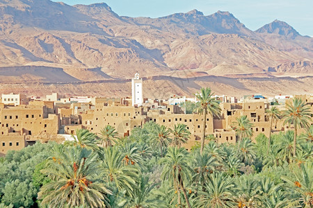 桌子土坯景观摩洛哥的绿洲沙漠和桌山图片