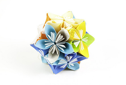 Origami花朵鲜手工纸的细节使物体指令东方传统艺术手工制作的折纸图片