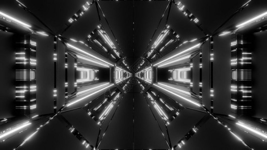科幻插图无尽的冷亮反光3图示背景壁纸设计时尚的SCFi艺术室3d配有闪光照明的亮清洁未来空间星系库式隧道走廊并配有凉亮的反光3图图片