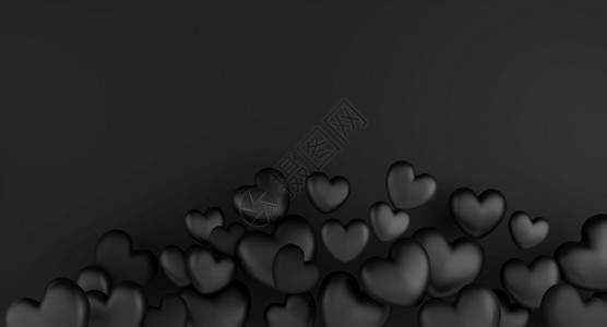 情人节使成为颜色ValentinersquosDay概念黑色三维背景的心气球图片