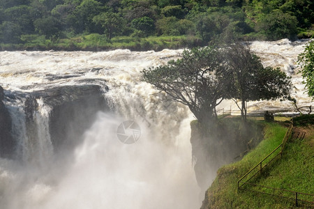目的地户外乌干达穆尔奇松瀑布的全景风下降图片