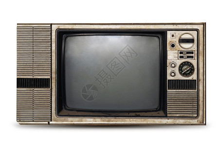 表盘技术白色背景的旧电视隔离器展示图片