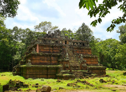 地标柬埔寨暹粒AngkorThom的Phihuinakas寺庙历史废墟建筑学收割图片