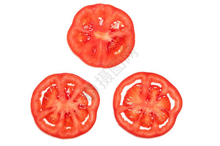 绿色美味的切片红熟番茄孤立顶视水果和蔬菜概念饮食图片