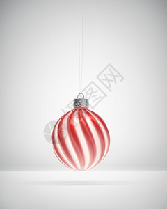 红白装饰球细绳挂着的红白扭曲条纹圣诞苦不堪言的白色遮光圣诞礼章节日气氛概念绳索球设计图片