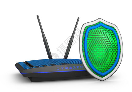 技术绿色防护罩和3D路由器渲染数字的图片