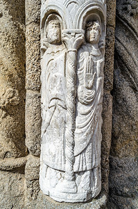 建筑细节西班牙圣地亚哥的孔波斯特拉大教堂外墙纪念碑加利西亚结石图片