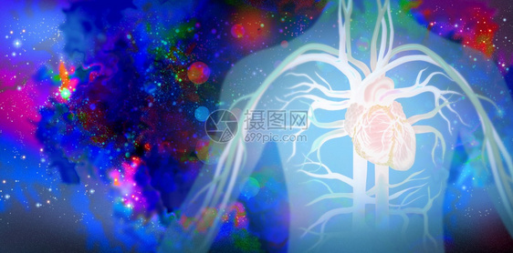 微生物学药心脏疾病和概念作为人类循环系统配有3D插图元素的血管以及图片