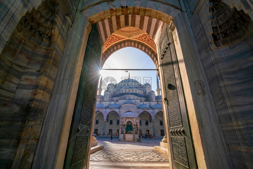 索菲亚土耳其伊斯坦布尔Sultanahmet清真寺蓝色旅行图片