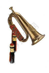 号角单孤立虫号叮当喇叭是像小号一样的黄铜乐器通常没有阀门或钥匙用于军事信号所有音频控制由不同的播放器来进行因此鸣笛仅限于在口令序图片