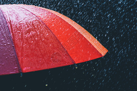 庇护所黑色背景的雨和伞下溅图片
