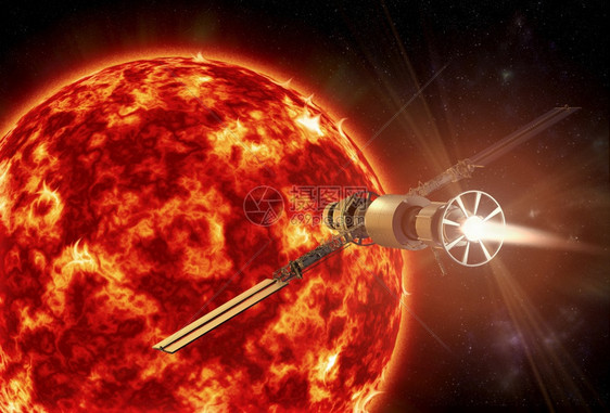 飞船3D航天器接近太阳的3D转化科学年龄图片