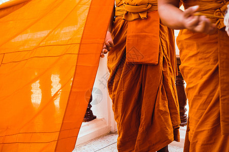 乌汶宗教的佛和尚黄袍佛教和尚的紧贴泰国图片