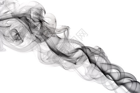 抽象的燃烧戳白色背景上的黑抽象烟雾Name图片