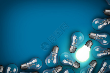 电气蓝色的设计概念蓝底灯泡使用电图片