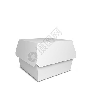 在白色背景上孤立的汉堡包3d插图午餐产品盒背景图片