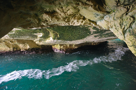 石灰白色粉笔悬崖和地下洞穴RoshhahHanikra户外地中海图片