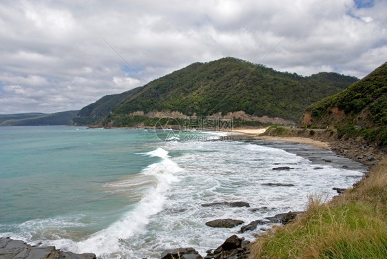 灌木美好的澳大利亚维多州南部海岸线的地区断路器图片