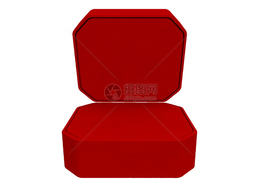 昂贵的红色爱3d创建空的红色天鹅绒附件框在白色背景上隔离剪切路径图片