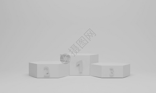 赢字站立几何的空白3d为颁奖仪式提供获胜者讲台设计图片