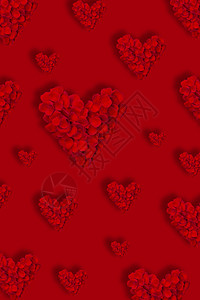 礼物红色的妈们用玫瑰花瓣制成的心情人节贺卡在红人节图案与心垂直横幅上隔离情人节图案与心垂直横幅图片