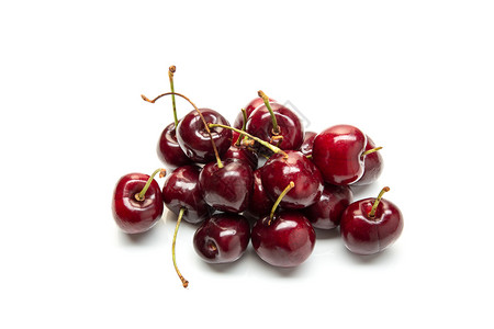 多汁的颜色甜白背景孤立甜红樱桃组图片素材