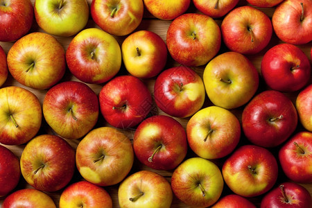 光滑苹果背景木板上新鲜水果顶视图健康多汁的图片