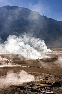 智利北部阿塔卡马沙漠ElTatioGeyser油田Geysers和地热蒸汽喷口450米176ft美国盐火山图片