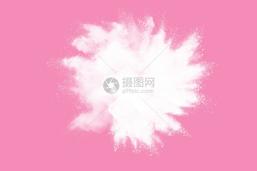 粉红背景涂料Holi的白粉末爆炸墙纸充满活力宇宙的图片