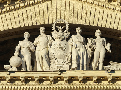 装饰风格象征白俄罗斯明克工会文化宫外墙雕刻团体白俄罗斯明克建筑界正面图片