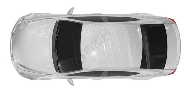 不透明眼镜视窗汽车隔离在白色油漆有玻璃顶视图汽车隔离在白色3D渲染图片