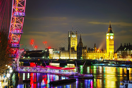 首都伦敦与伊丽莎白塔和议会大厦的概览ElizabethTower建造历史的图片