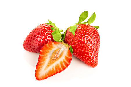 素食主义者美闪亮的白色背景上隔离的新鲜草莓图片