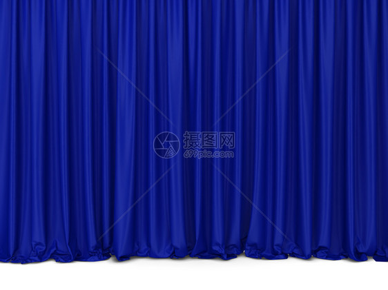 在白色背景上孤立的戏剧窗帘3D插图仪式门户14蓝色的图片