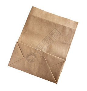 白色背景上孤立的棕色纸袋盒复古的包图片