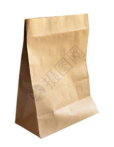 回收的目白色背景上孤立的棕色纸袋商品图片