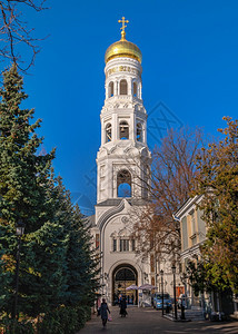 正面乌克兰敖德萨210乌克兰敖德萨圣安睡修道院在阳光明媚的冬日乌克兰敖德萨的假设修道院宗教建筑学图片