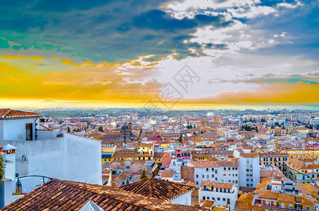 颜色欧洲西班牙南部格拉纳达市风景的多彩插图旅游图片